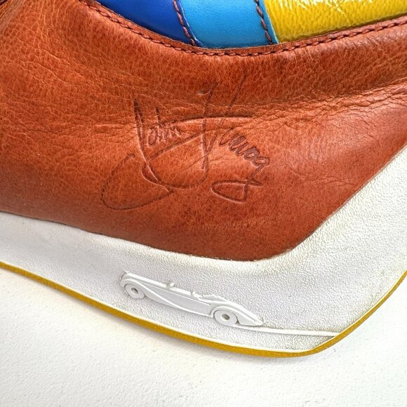 John Fluevog Kickback Moving Sneakers Shoes Mens Size 13 Orange Leather Casual - Picture 7 of 11